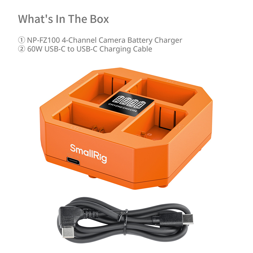 SmallRig 4839 NP-FZ100 四充電池充電器 60W快充 適用Sony 附充電線 公司貨:圖片 9
