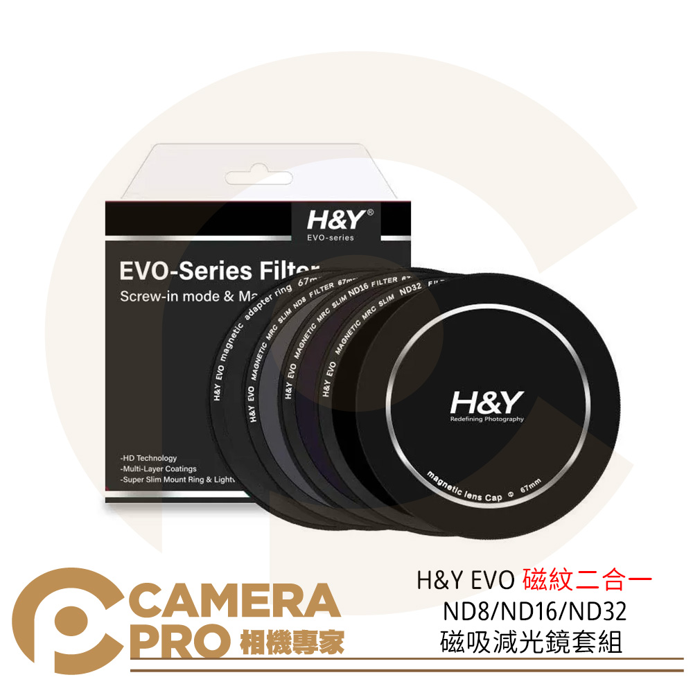 H&Y EVO 磁紋二合一 磁吸減光鏡套組 ND8/ND16/ND32 HD EVO系列 公司貨