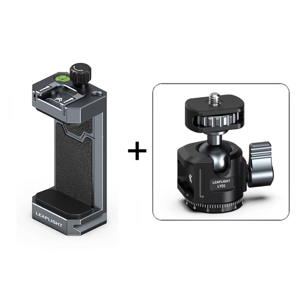 Leaplight 力普萊 LYA1+LYD1-A 灰 手機夾+螺紋雲台 雙冷靴 ARCA 公司貨:圖片 2