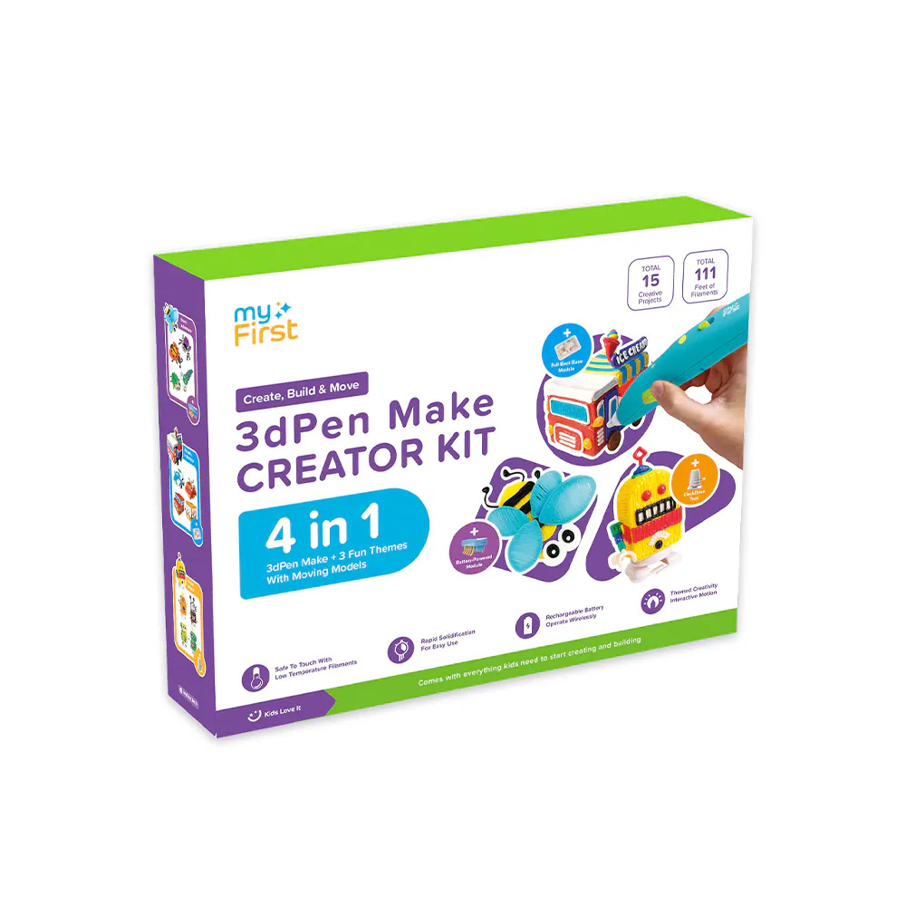 myFirst 3D Pen Make 3D列印筆創作套組 兒童安全 創意趣味 藍色 紅色 公司貨:圖片 3