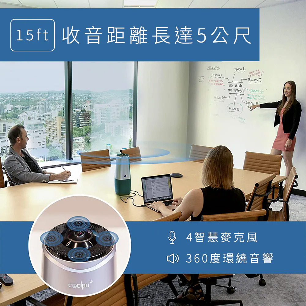 Coolpo PANA AI 360全景4K網路視訊會議攝影機系統 即插即用 動態捕捉 分割畫面 公司貨:圖片 9